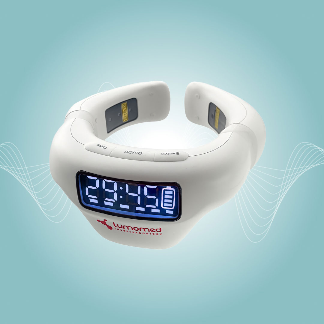 LumoHome Lasertherapie-Hoast – Produktaufnahme mit Display